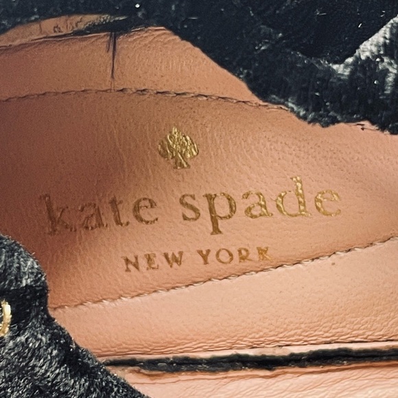 Kate Spade Globe Black Crushed Velvet Foldable Ballet Flats Size 6M - Picture 2 of 7